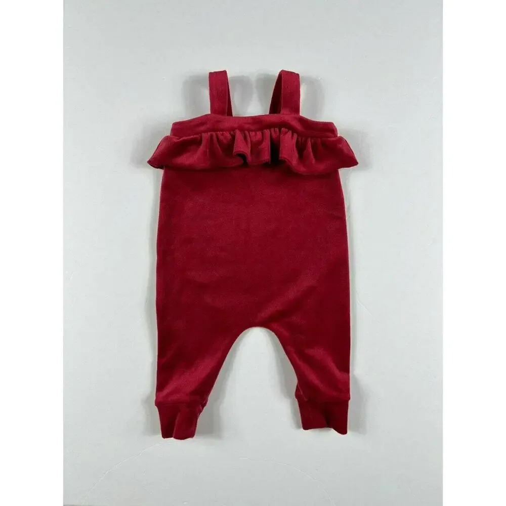 Tea Collection Velour Ruffle Romper Red 3-6 Months